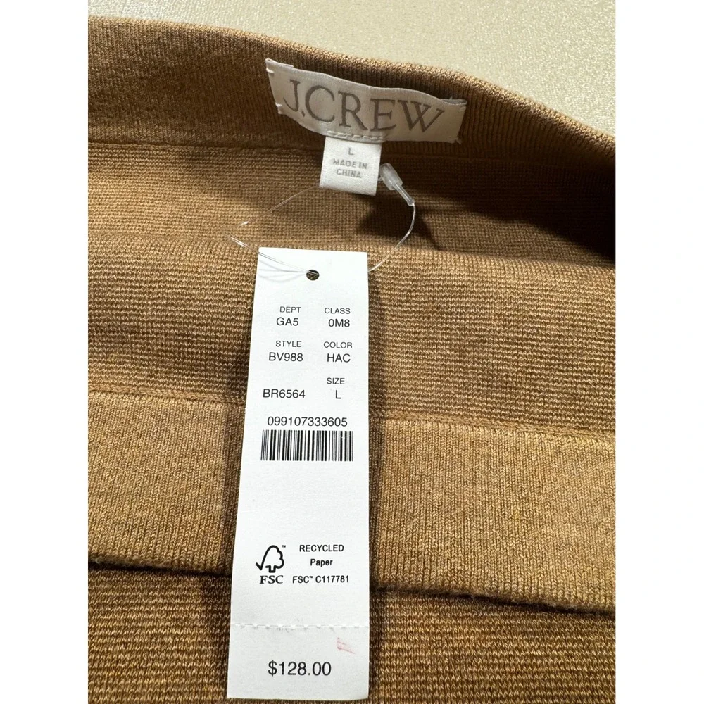NWT J.Crew Women Brown‎ Knit Sweater Midi Skirt BV988 Heathered Caramel L